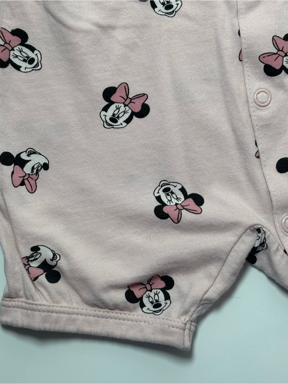 H&M Disney Minnie Mouse Pink Romper & Twill Overalls Dress Set 6M AOP Cotton - Picture 2 of 7